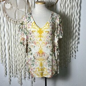 Sundance Arabella Flutter Sleeve Florall Print Blouse size S